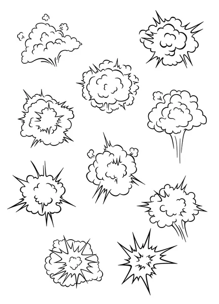 什锦的卡通爆炸效果和云 — 图库矢量图片