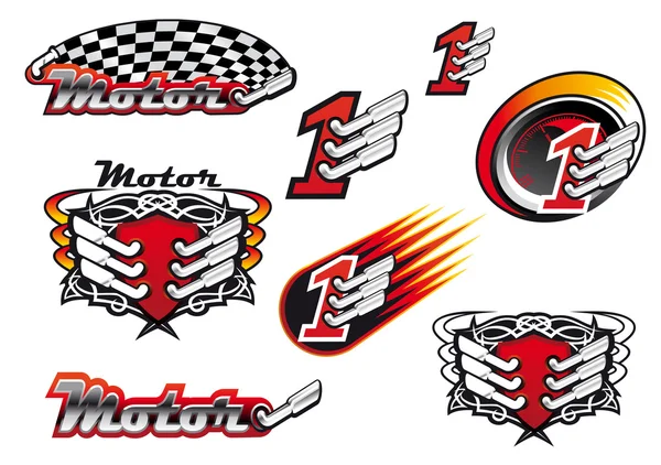 Simboli o emblemi di corse e motocross — Vettoriale Stock