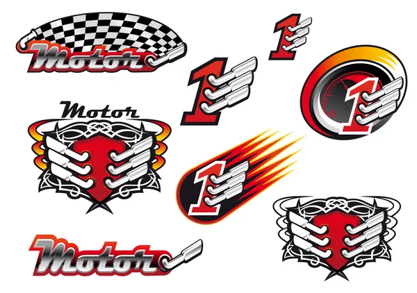 Emblemas o símbolos de carreras y motocross — Archivo Imágenes Vectoriales