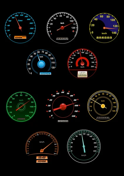 Sppeedometers and speed dials — Stock Vector