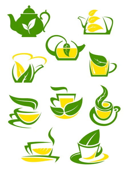 Herbal and lemon tea cup icons — Stock Vector
