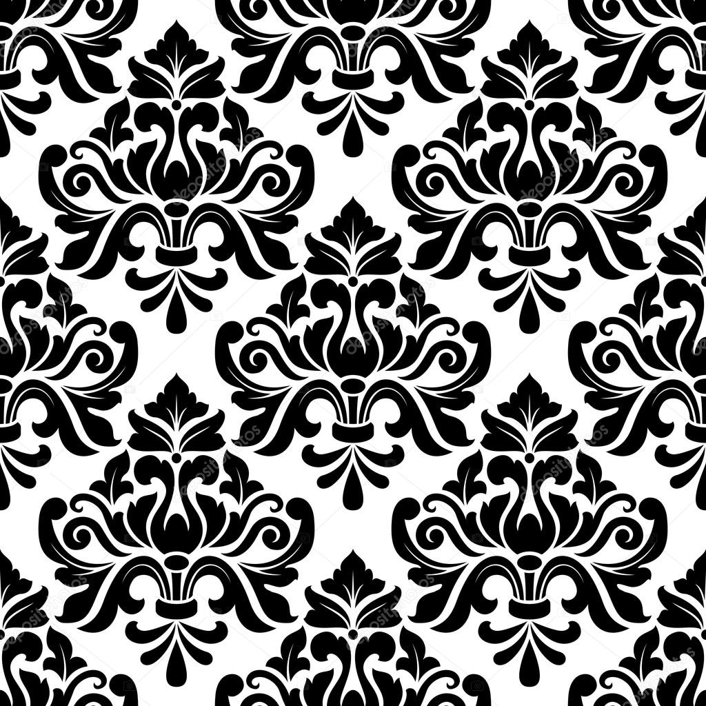 Black and white damask seamless pattern