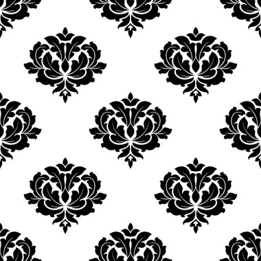 Sorunsuz Barok tarzı çiçek desenli siyah