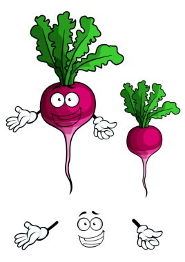 Turp sebze karikatür tarzı gülümseyen mutlu