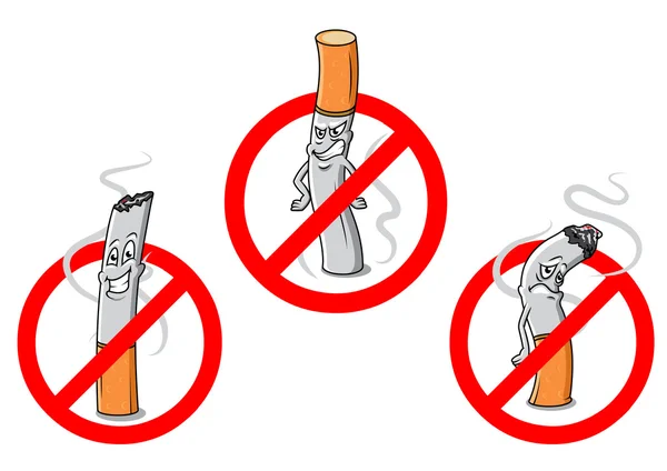 No smoking cartoon signs — Stock Vector