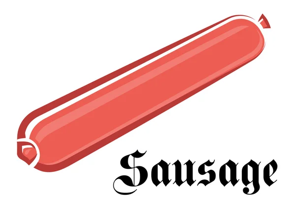 Saucisse rouge en style dessin animé sur fond blanc — Image vectorielle