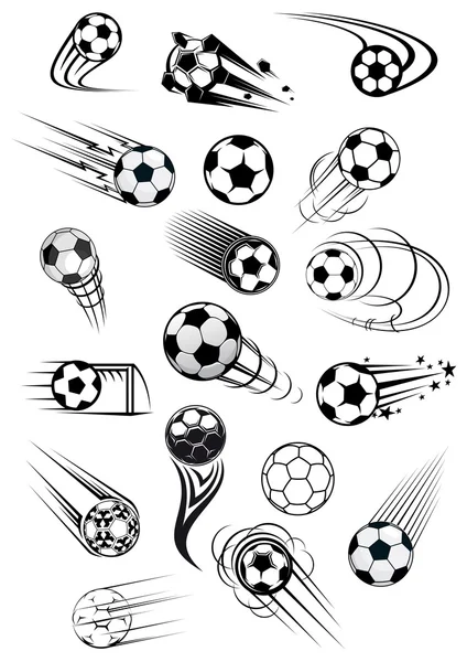 Football or soccer motion balls set — Stock Vector