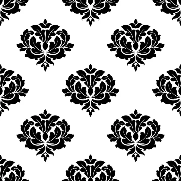 Stile barocco senza cuciture motivo floreale nero — Vettoriale Stock
