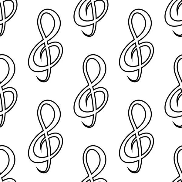 Seamless outline treble clef pattern — Stock Vector