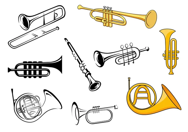 素描和卡通风格的管乐器 — 图库矢量图片