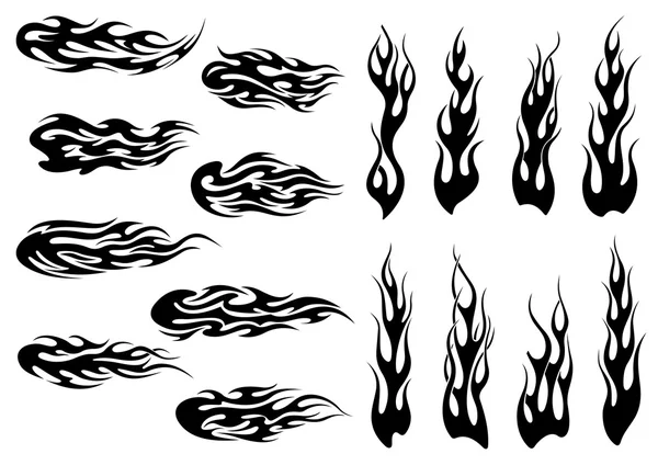 Tribal fuego negro llamas tatuaje diseño — Archivo Imágenes Vectoriales