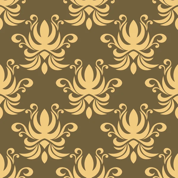 Patrón floral rizado amarillo sin costuras — Archivo Imágenes Vectoriales