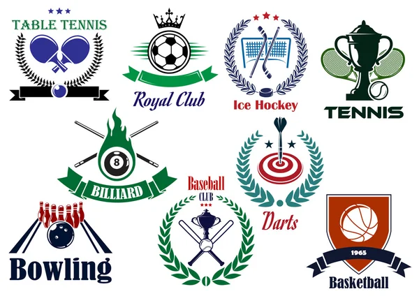 Competitivos deportes de equipo emblemas heráldicos y logotipo — Archivo Imágenes Vectoriales