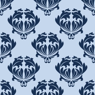 Sorunsuz Barok mavi yaprakları scrolls arka plan