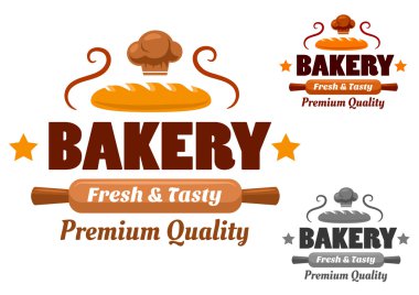 Fresh and Tasty brown bakery emblem clipart