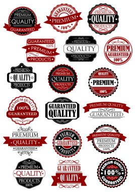 Kırmızı ve siyah kalite garanti etiketleri veya Banner