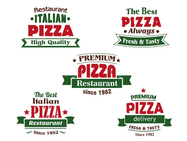 Ιταλική πίτσα εστιατόριο λογότυπο ή έμβλημα σχέδια — Διανυσματικό Αρχείο