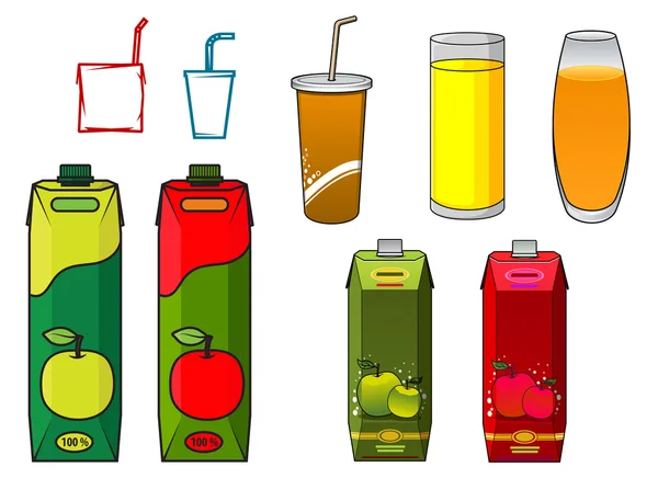 Elementos de diseño de zumo de manzana en estilo de dibujos animados — Vector de stock