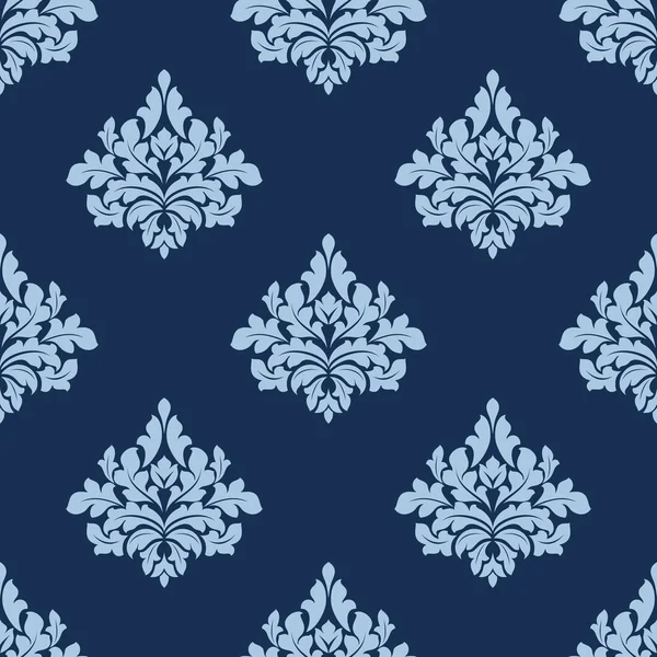 Foliage seamless pattern with blue damask elements — Stock Vector