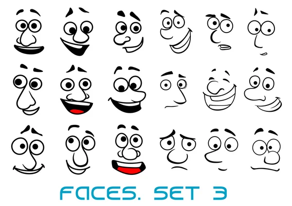 Cartoon doodle faces with different emotions — Stock Vector