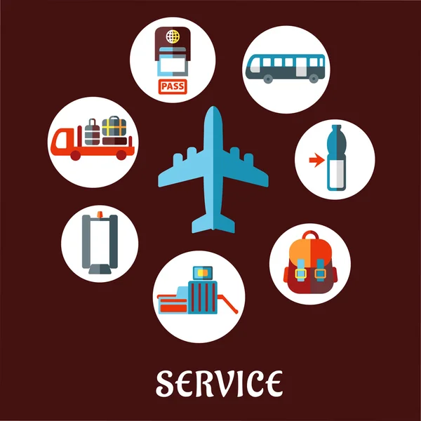 Airport service flat icons and symbols — Stock Vector