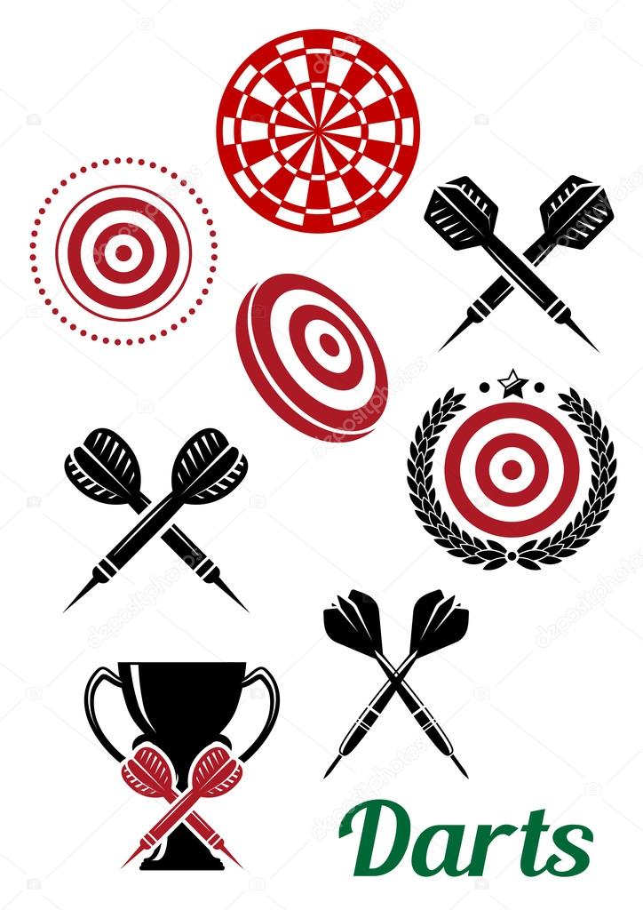 Darts sporting red and black elements