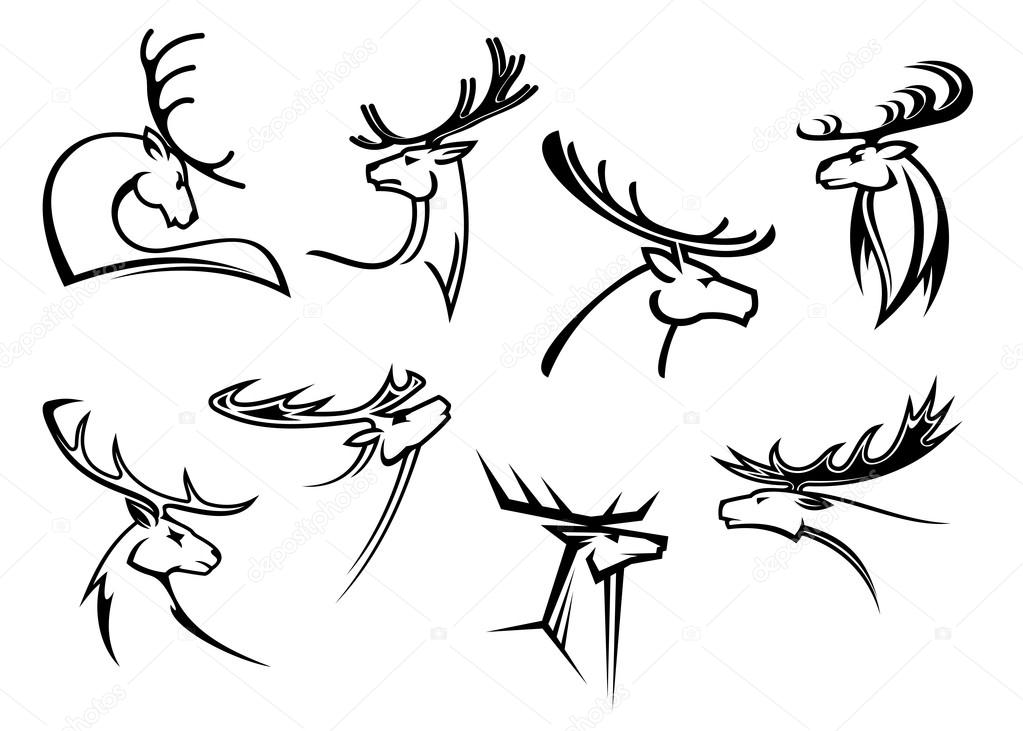 Proud profile of deer in outline style