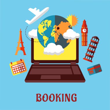 Online seyahat ve rezervasyon düz kavramı