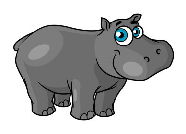 Cute cartoon baby hippo with blue eyes clipart