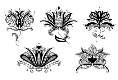 Desenli çiçek öğeleri kümesi