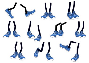 Spor ayakkabı içinde ayak yürüyüş karikatür vektör