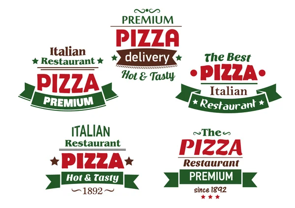 Satz italienischer Pizza-Etiketten — Stockvektor