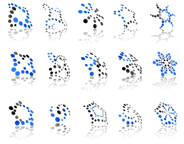 Iconos abstractos con puntos azules y grises — Archivo Imágenes Vectoriales