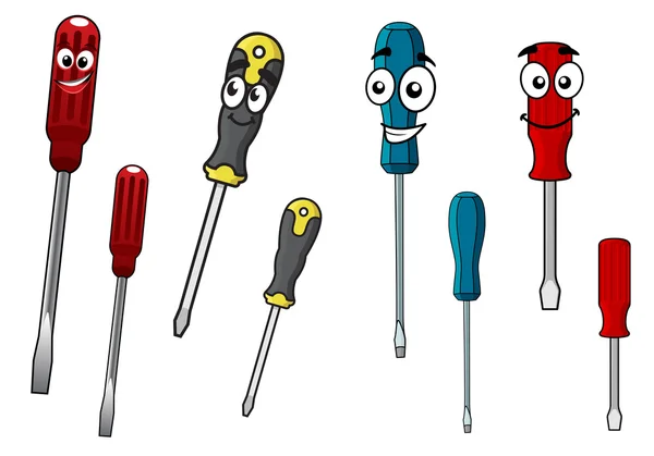 Colorful cartoon screwdrivers characters — Stock Vector