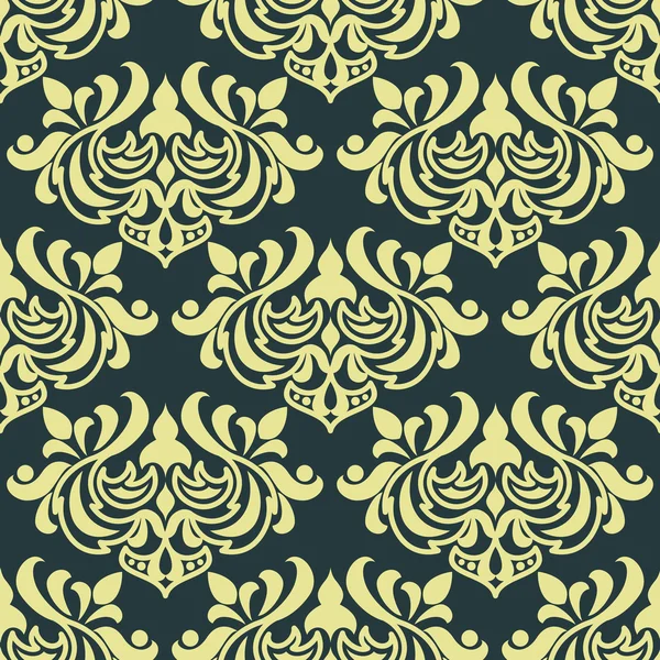 Yellow floral damask seamless pattern — Stock Vector