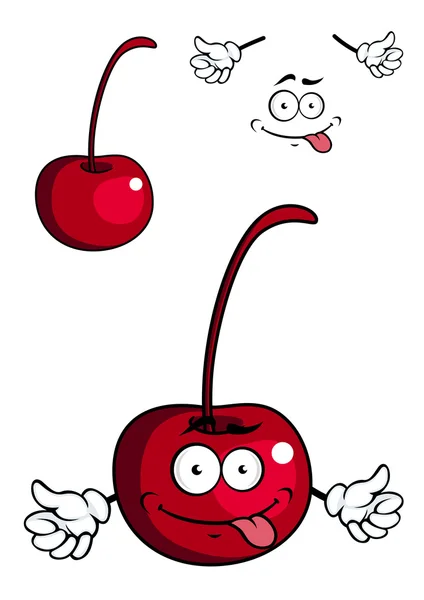 Cute cartoon cherry fruit giving a thumbs up — Stock Vector