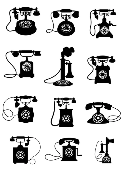 Silhueta de telefones vintage — Vetor de Stock