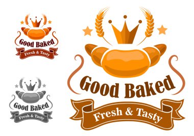 Fırın etiket withfresh ve lezzetli kruvasan