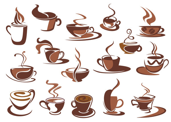 Иконки и символы горячего кофе
