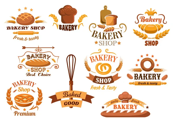 Nagy készlet pékség címkék és jelvények — Stock Vector