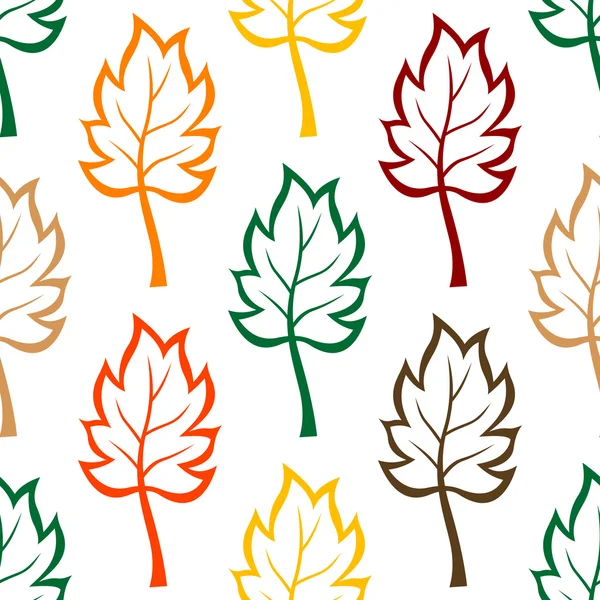 Seamless background pattern of colorful leaves — Stock Vector