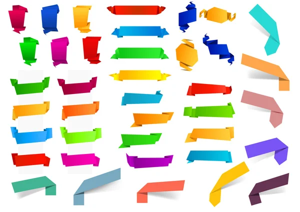 Nastri e striscioni di origami bianchi colorati — Vettoriale Stock