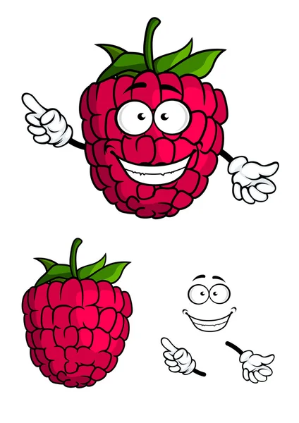 Cute happy smiling cartoon raspberry fruit — Stock Vector