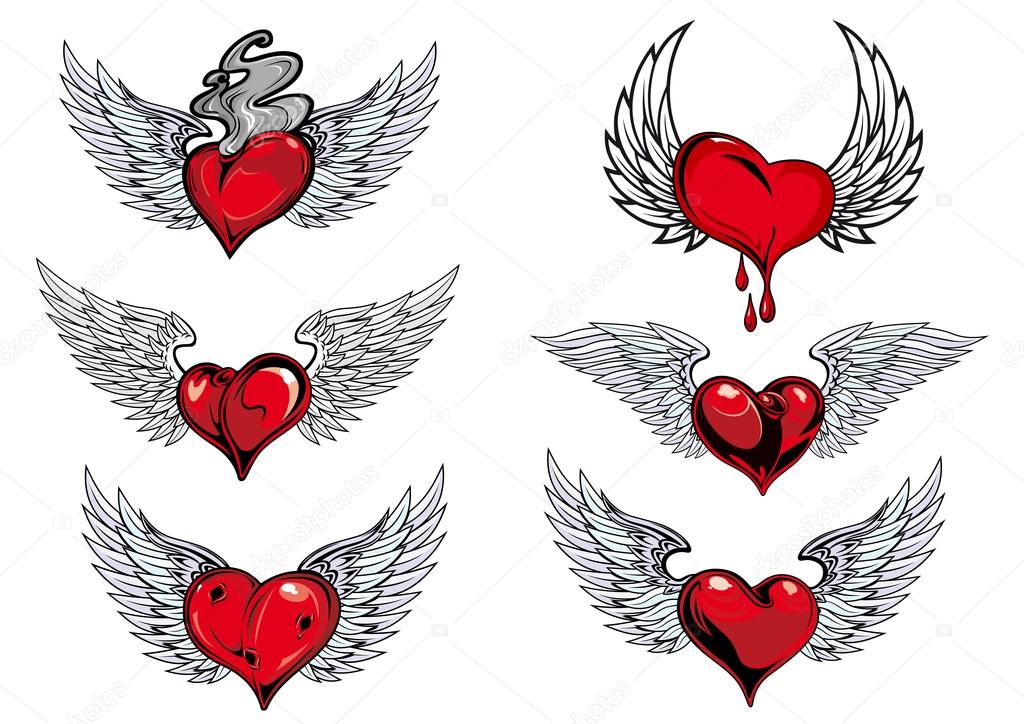 Winged heart icons and tattoos Stock Vector Image by ©Seamartini #64439741 Winged heart icons and tattoos Stock Vector Image by ©Seamartini #64439741