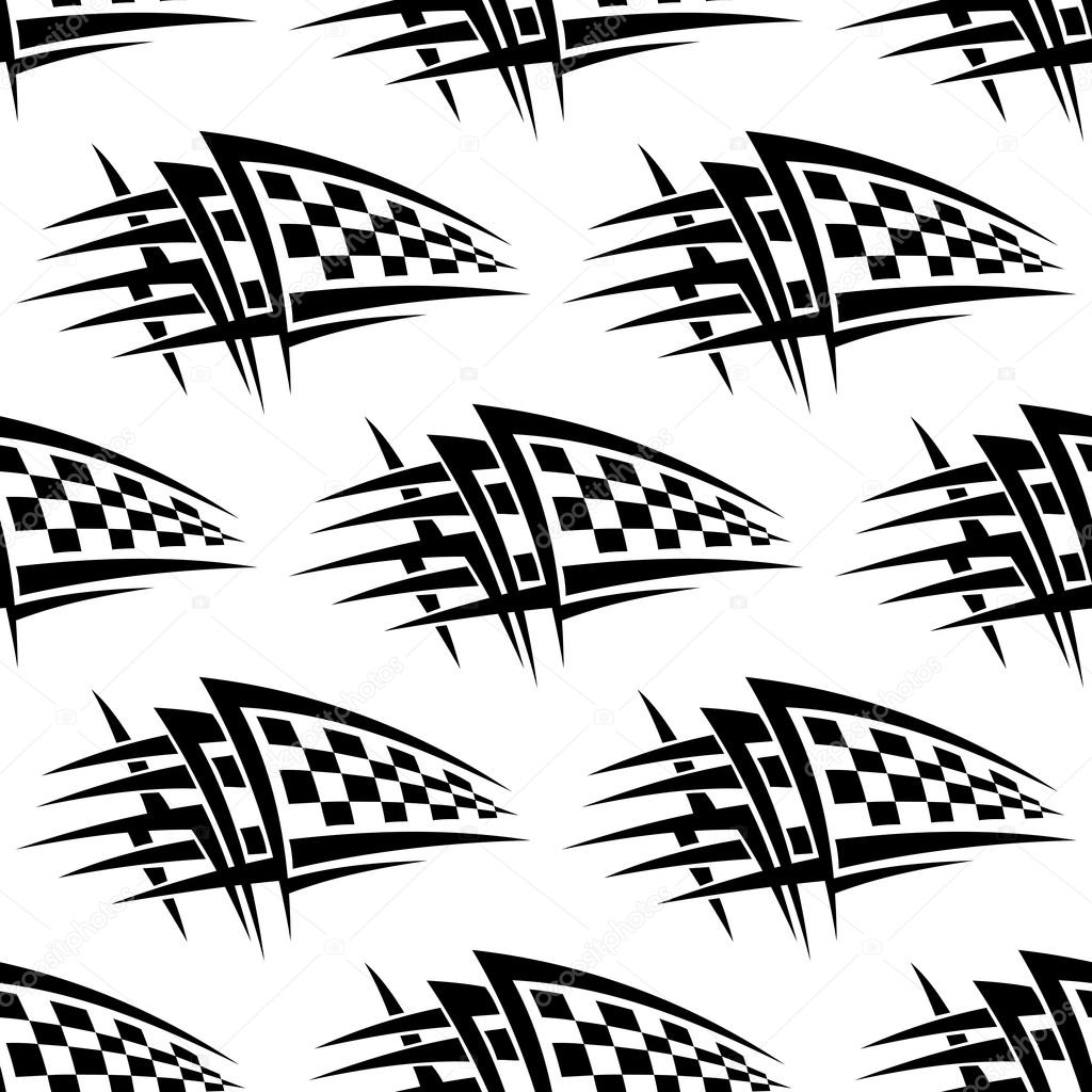 Seamless pattern with tribal racing tattoo