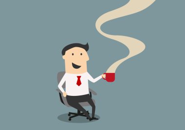 gülümseyen ve kahve içme işadamı