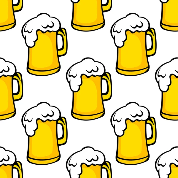 Seamless pattern of beer tankards — Stock Vector