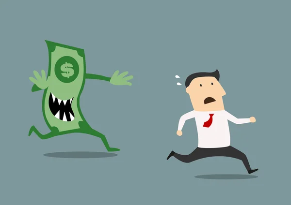 Businessman pursued by an evil dollar banknote Royalty Free Stock Illustrations