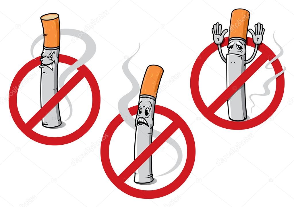 No smoking signs with cigarettes