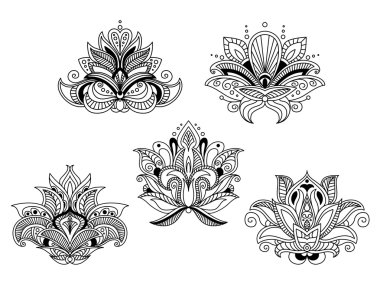 Vintage siyah anahat desenli çiçek